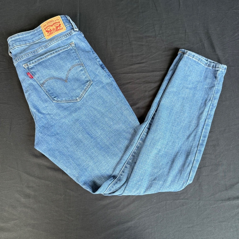 Levis 711 Skinny Jeans Womens 30 Distressed Medium Wash Denim Mid Rise